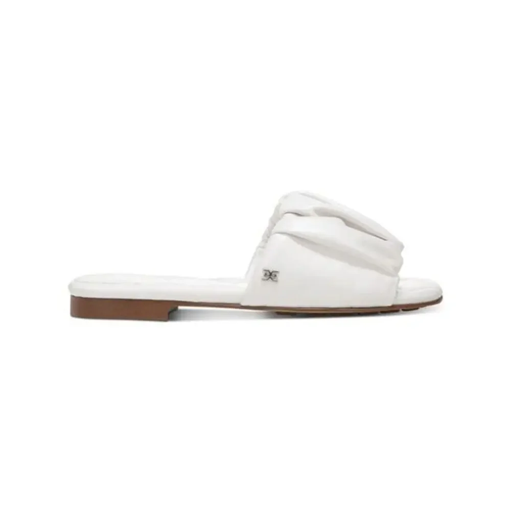 SAM EDELMAN New Briar Pleated White Leather Upper Slide Slide Size 5.5